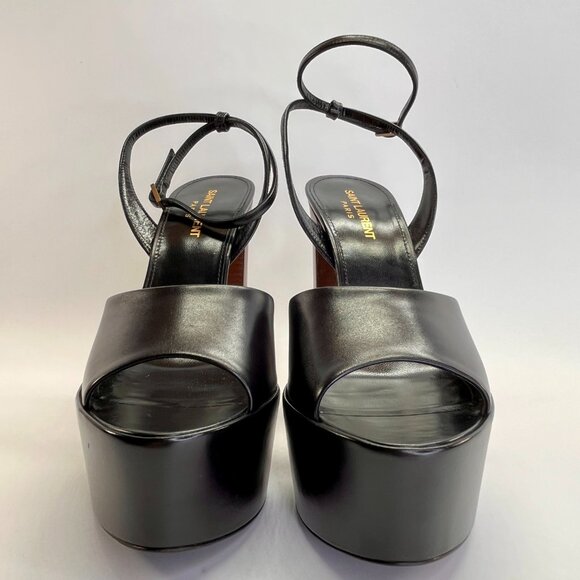 Saint Laurent Jodie Size 8B Calf Leather Ankle-Strap Platform Sandals Nero Color - Picture 4 of 16